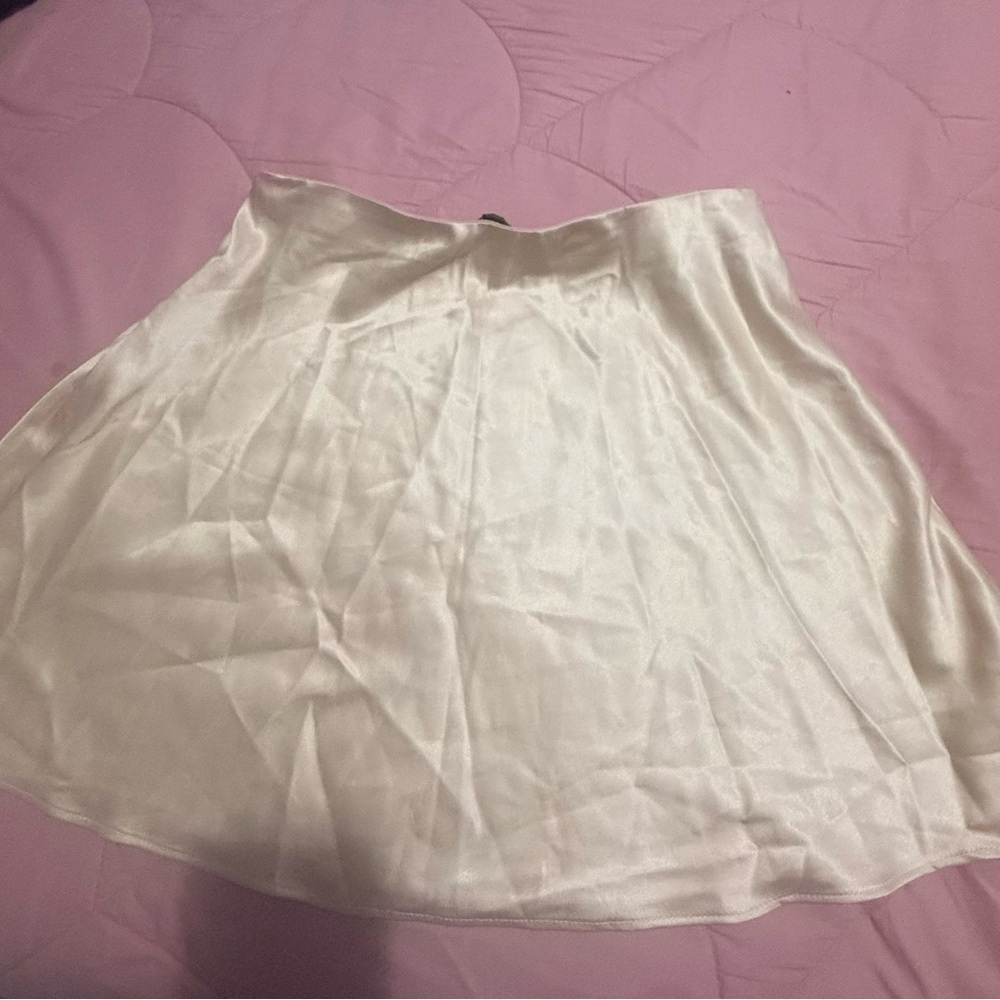 Forever 21 Cream Satin Skater Skirt
